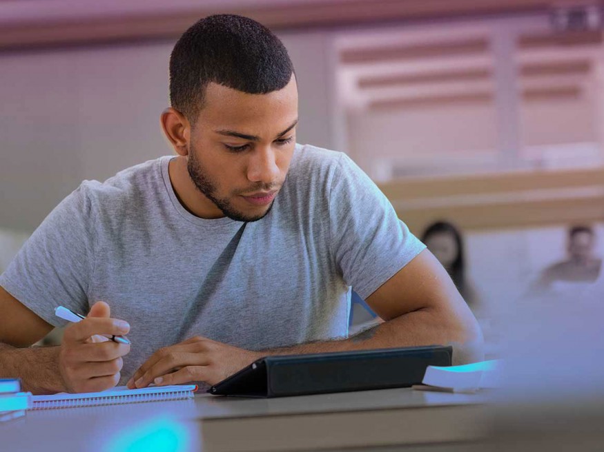 Student working on a tablet